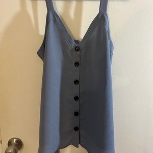 Pleoine Blue Tank With Buttons and Optional Tie, size Medium